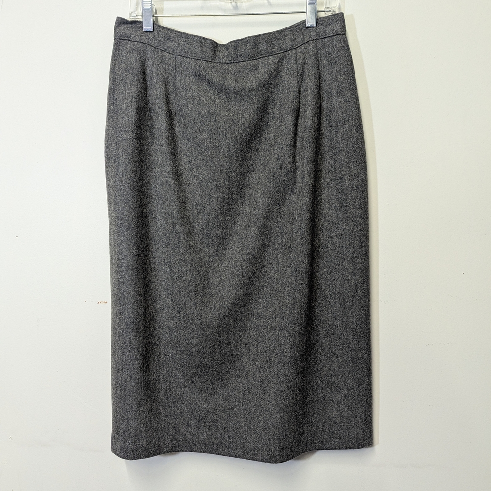 Vintage Charcoal Gray Wool Blend Pencil Skirt Lined Size 16 Classic
